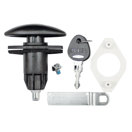 Lås med vridbart litet handtag. Svart